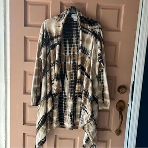 Soft Surroundings Black and Tan Cotton Cardigan